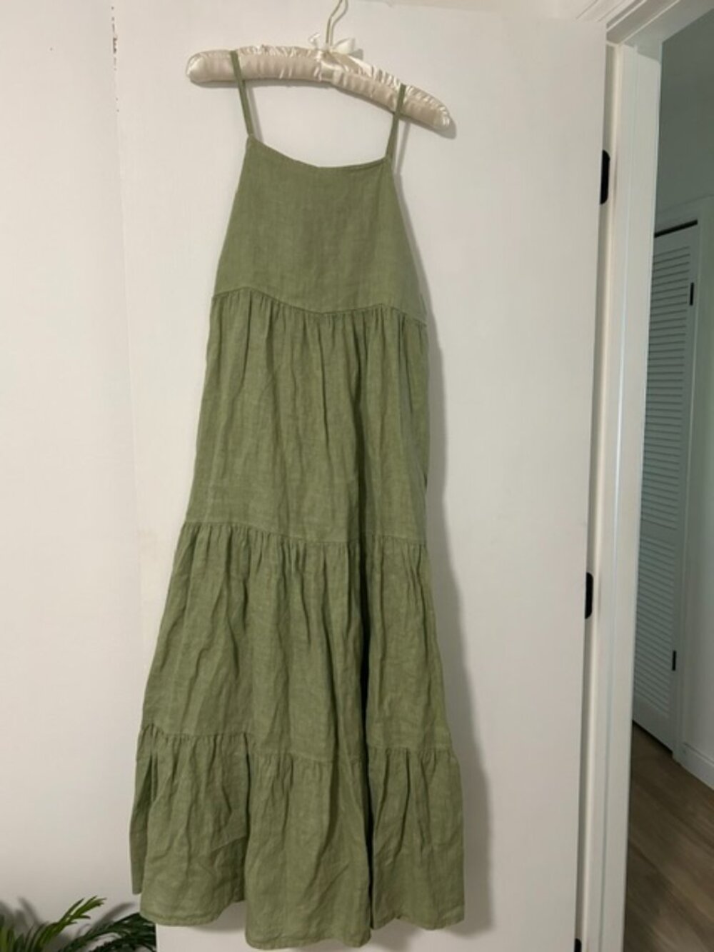 Sleeveless Tiered Maxi Dress in Olive Green
